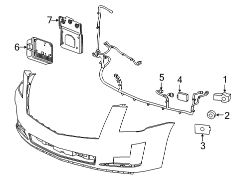 2015 Cadillac Escalade Electrical Components - Front Bumper Diagram