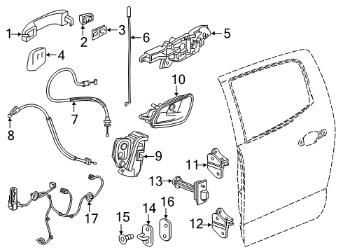 2019 Chevy Colorado Rear Door - Lock & Hardware Diagram 1 - Thumbnail