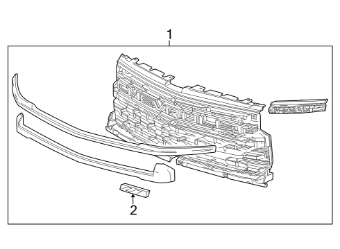 2023 Chevy Silverado 1500 Grille & Components Diagram 1 - Thumbnail