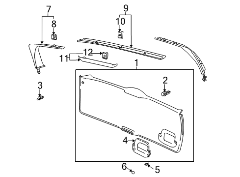 2001 Saturn LW200 Molding Asm,Roof Rear Header Garnish *Grante Shale Diagram for 22691950