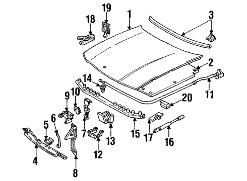 1991 Oldsmobile Custom Cruiser Hood & Components Diagram