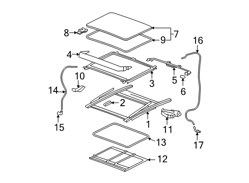 2010 Chevy Malibu Lace, Sun Roof Opening Trim Finish *Medium Cashmere Diagram for 25805054