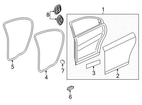 2014 Chevy Volt Weatherstrip Assembly, Rear Side Door (Body Side) Diagram for 20993868