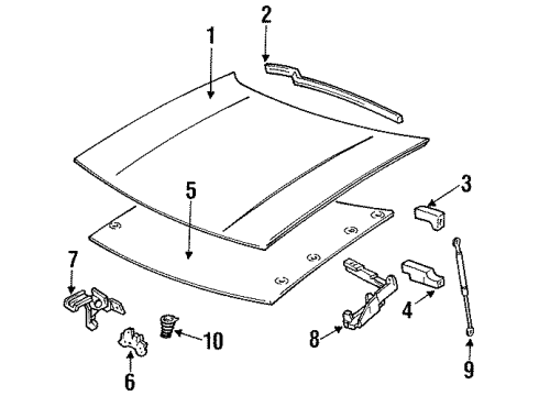 1995 Oldsmobile 98 Hood & Components, Body Diagram