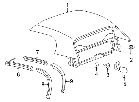 2008 Pontiac Solstice Top Cover & Components Diagram