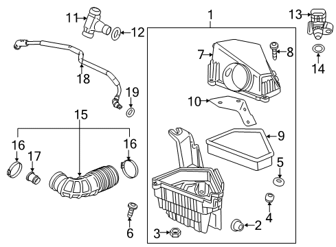 2012 Cadillac CTS Bolt,Mass Airflow Sensor Diagram for 11570290