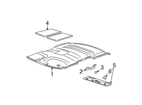 2005 Chevy Blazer Molding Assembly, Roof Rear Header Garnish *Graphite Diagram for 15729285