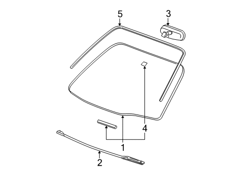 2008 Buick LaCrosse Windshield Glass, Reveal Moldings Diagram