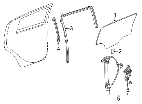 2016 Chevy Spark EV Rear Door - Glass & Hardware Diagram