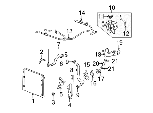 2008 Cadillac STS Radiator Surge Tank Inlet Hose Diagram for 19129775