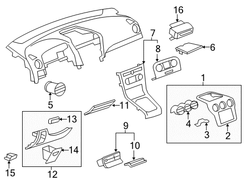 2013 Chevy Captiva Sport Tray,Front Floor Console Stowage Diagram for 22758992