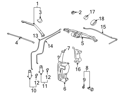 2011 GMC Yukon Wiper & Washer Components, Body Diagram 1 - Thumbnail