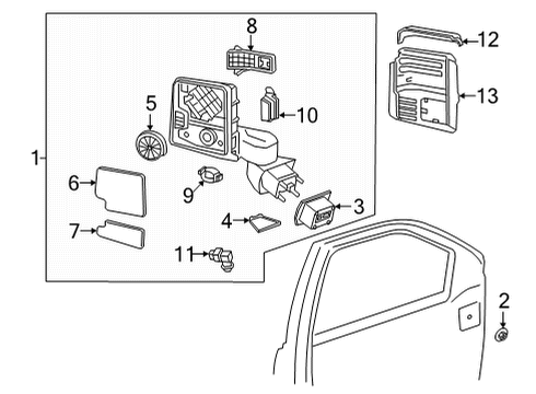 2021 Chevy Silverado 2500 HD Outside Mirrors Diagram 2 - Thumbnail