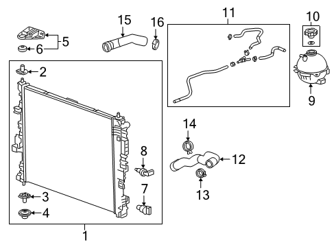 2021 Cadillac XT4 Radiator & Components Diagram 1 - Thumbnail