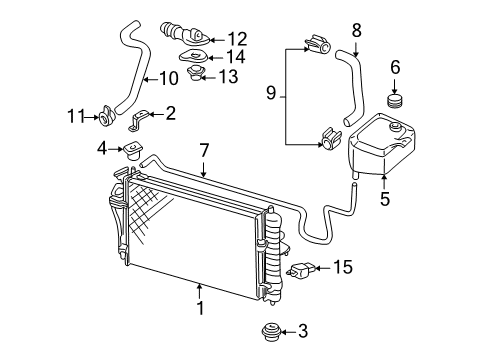 1997 Buick Park Avenue Radiator & Components Diagram