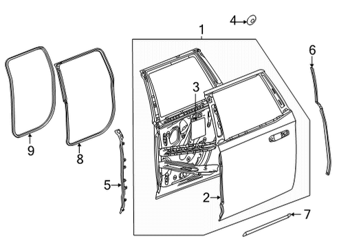 2021 Cadillac Escalade ESV Door & Components Diagram 2 - Thumbnail