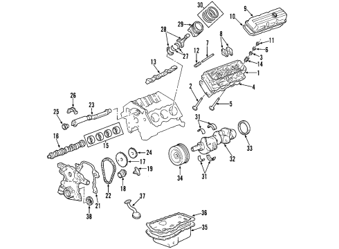 2000 Chevy Impala Cover, Valve Rocker Arm Diagram for 12590365