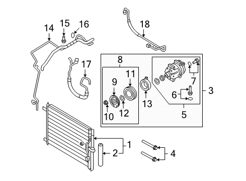 2010 Pontiac G3 A/C Condenser, Compressor & Lines Diagram