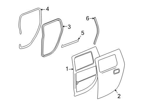 2008 Hummer H2 Rear Door, Body Diagram