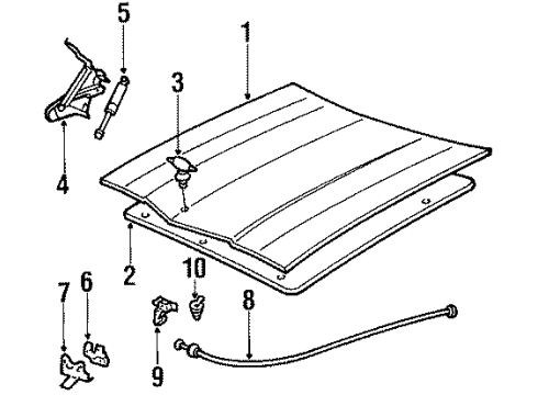 1985 Buick Riviera Hood & Components Diagram