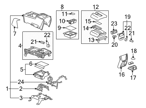 2013 GMC Yukon XL 1500 Center Console Diagram 1 - Thumbnail