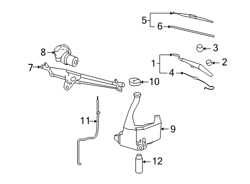 2009 Saturn Sky Wiper & Washer Components, Body Diagram