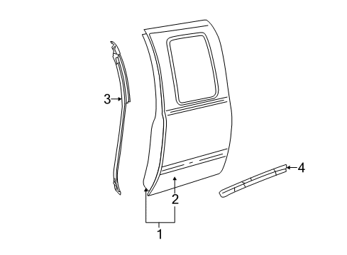 2012 Chevy Silverado 2500 HD Rear Door, Body Diagram 2 - Thumbnail