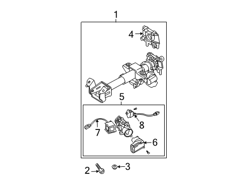 2005 Chevy Aveo Housing,Ignition & Start Switch Diagram for 96261298