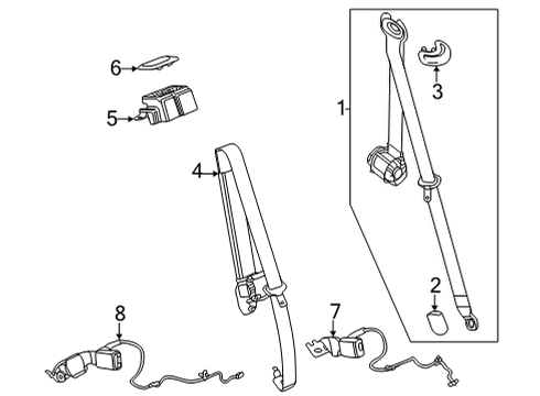 2023 Cadillac Escalade ESV Seat Belt - Body & Hardware Diagram 2 - Thumbnail