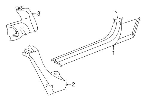 2004 Chevy Corvette Interior Trim - Pillars, Rocker & Floor Diagram