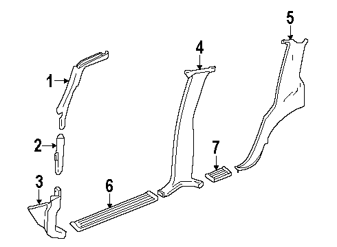 1999 Chevy Tahoe Interior Trim - Pillars, Rocker & Floor Diagram 2 - Thumbnail