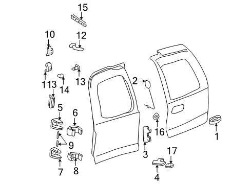 2000 Chevy Suburban 1500 Bumper Assembly, Rear Door *Marked Print Diagram for 15757086