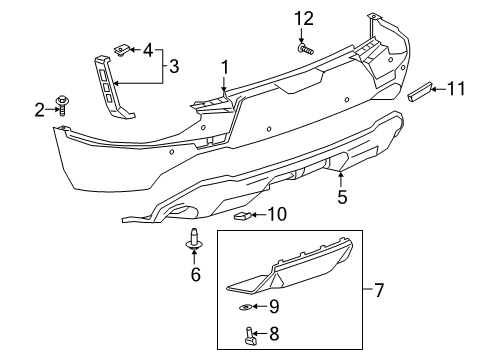 2021 Chevy Blazer Rear Bumper Cover Lower *Black Diagram for 84586872