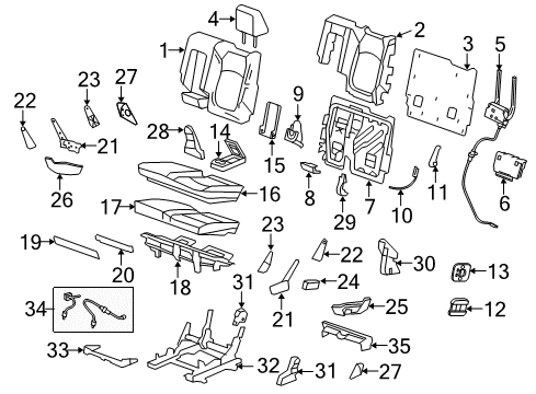 2011 GMC Acadia Actuator, Rear Seat Back Stowage Latch <Use Until*Light Ttnum Diagram for 22851843