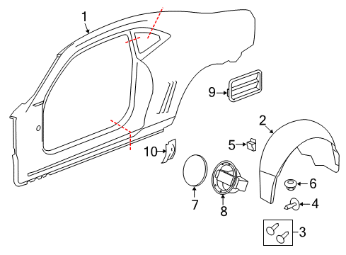 2010 Chevy Camaro Quarter Panel & Components Diagram