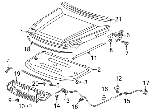 2023 GMC Acadia Hood & Components Diagram