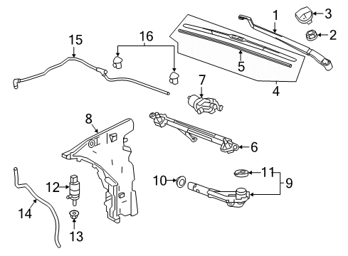 2023 Chevy Camaro Wiper & Washer Components Diagram