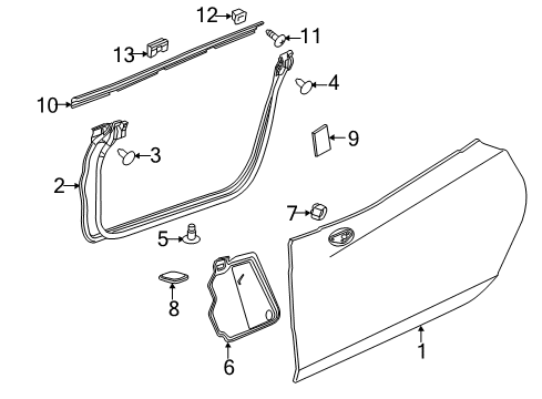 2019 Chevy Corvette Weatherstrip Assembly, Front Side Door (Door Side) Diagram for 84008529