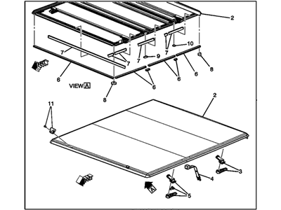 Chevy 19299038 COVER PKG,PICK UP BOX FOLDING TOP(MODELS W/OPTIONAL PLASTIC SIDE BED CAPS MAY REQUIRE TRIMMING OF BED CAPS FOR INSTLN)(INCLUDES 2-11)(BLACK)(INSTALL 2.00)(15.9 KGS)(5FT 8 BOX COVER)