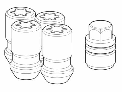GMC 9599487 NUT PKG,SPECIAL SECURITY WHEEL LOCK(PART OF 1)(INCLUDES 3)(BLACK)(INSTALL 0.10)(0.4632 KG)(CONTAINS 4 LOCK NUTS AND 1 KEY)(5.813)