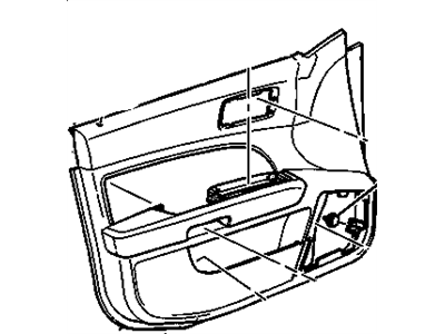 Cadillac 15905890 TRIM,FRONT SIDE DOOR(INCLUDES 3-10,13,14,16-18,20,21,24)(EBONY)(LEATHER INSERT HAS SEAM 1 INCH FROM EDGE)(FOR 1ST DESIGN SEE 15917257)