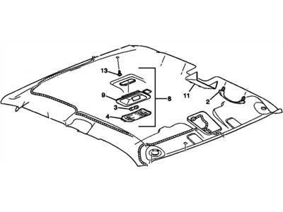 GMC 15909548 PANEL,HEADLINING TRIM(INCLUDES 2-4,11,13,15-18)(SHALE)(USED ON VEHICLES W/SINGLE SUNSHADE)(FOR 1ST DESIGN SEE 15185993)