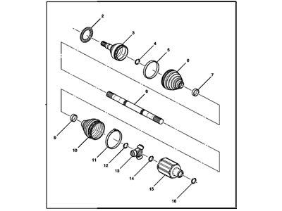 Chevy 13335132 SHAFT,FRONT WHEEL DRIVE HALF(CODE AAFH)(INCLUDES 2-16)(5 RIBS ON OUTBOARD BOOT)