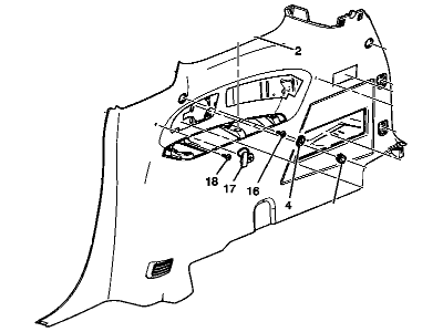 GMC 23389771 PANEL,QUARTER LOWER REAR TRIM(INCLUDES 1-4,8-9,11-19,21-23)(DUNE)(W/CARPET)(W/SPEAKER)