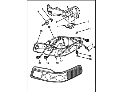 Cadillac 25723077 HEADLAMP,(W/PARKING & TURN SIGNAL LAMP)(INCLUDES 4,6,8,9,11-22)