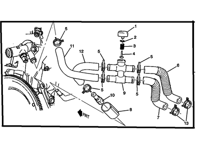 Oldsmobile 22619322 HOSE,HEATER WATER FLOW CONTROL VALVE & BYPASS(INCLUDES 1-7,9-13)