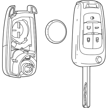 GM 13585814 Key Assembly, Door Lock & Ignition Lock Folding (W/ Remote Control D