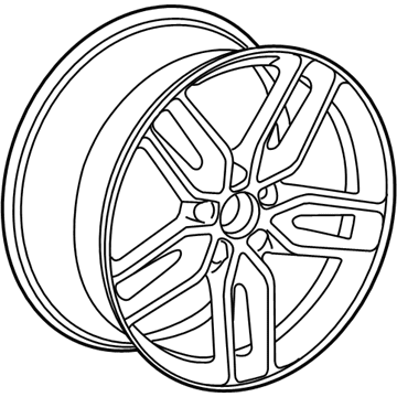 GM 19302119 19x8.5-Inch Aluminum 5-Split-Spoke Front Wheel in Black with Yellow Stripe